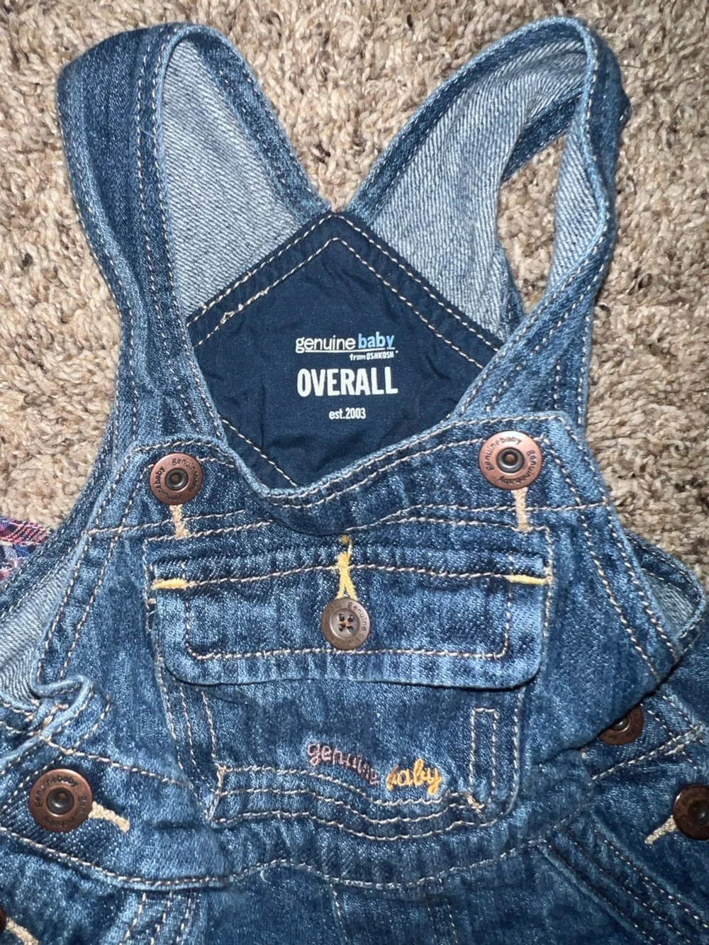Y2K Retro OshKosh B'gosh Plaid and Denim Overalls Bundle Baby Boy 6/9m